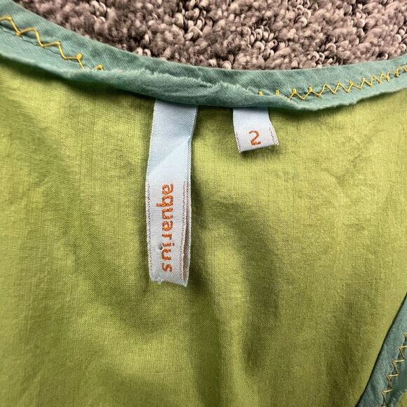 Aquarius  Anthropologie Size 2‎ Green Horizon Line Cotton Dress - Picture 3 of 9
